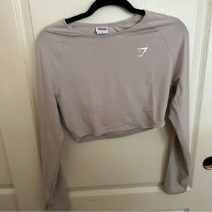 Gymshark long sleeve crop top - grey - medium